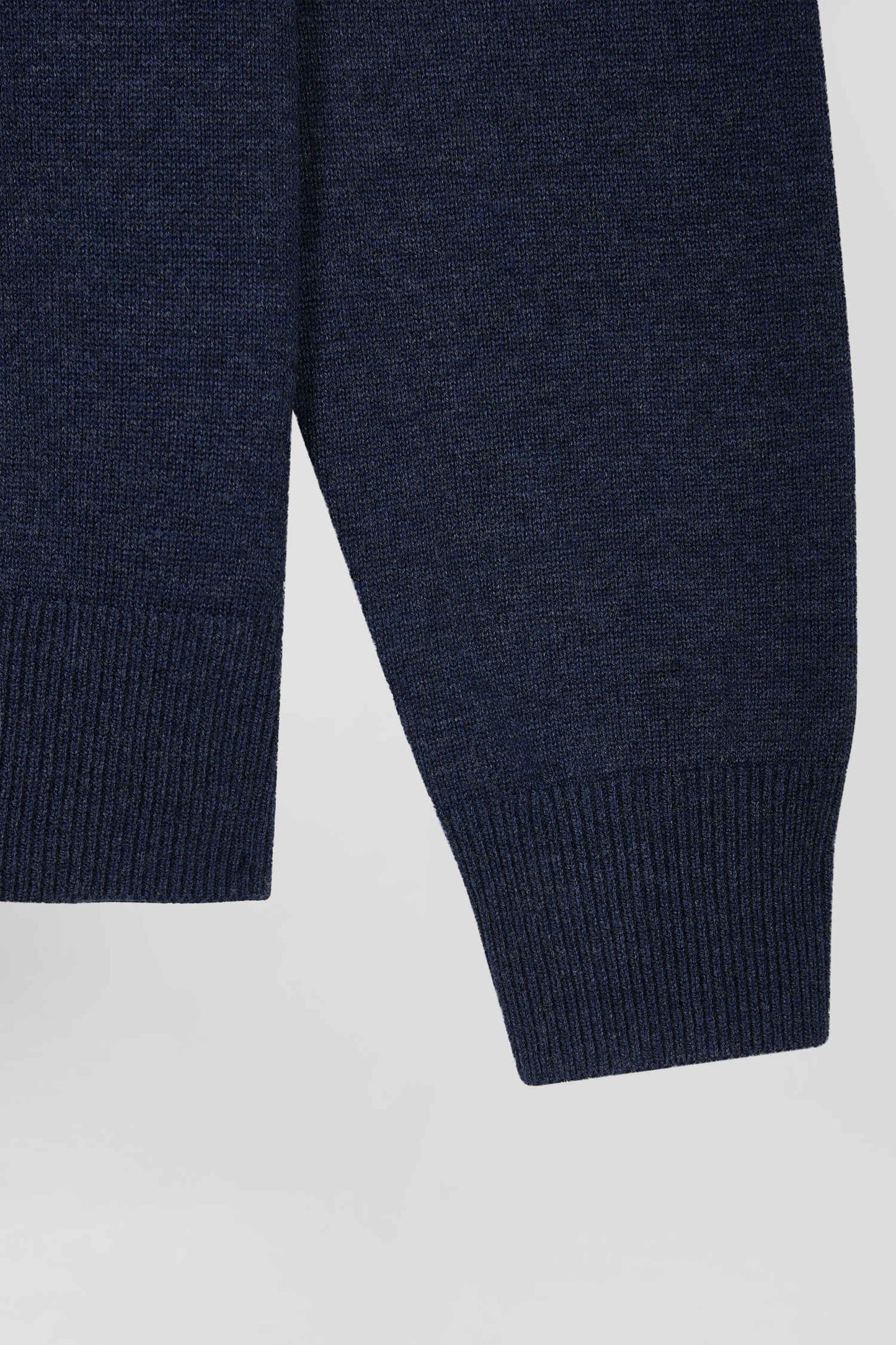 Regular dark blue wool and cotton crew neck jumper