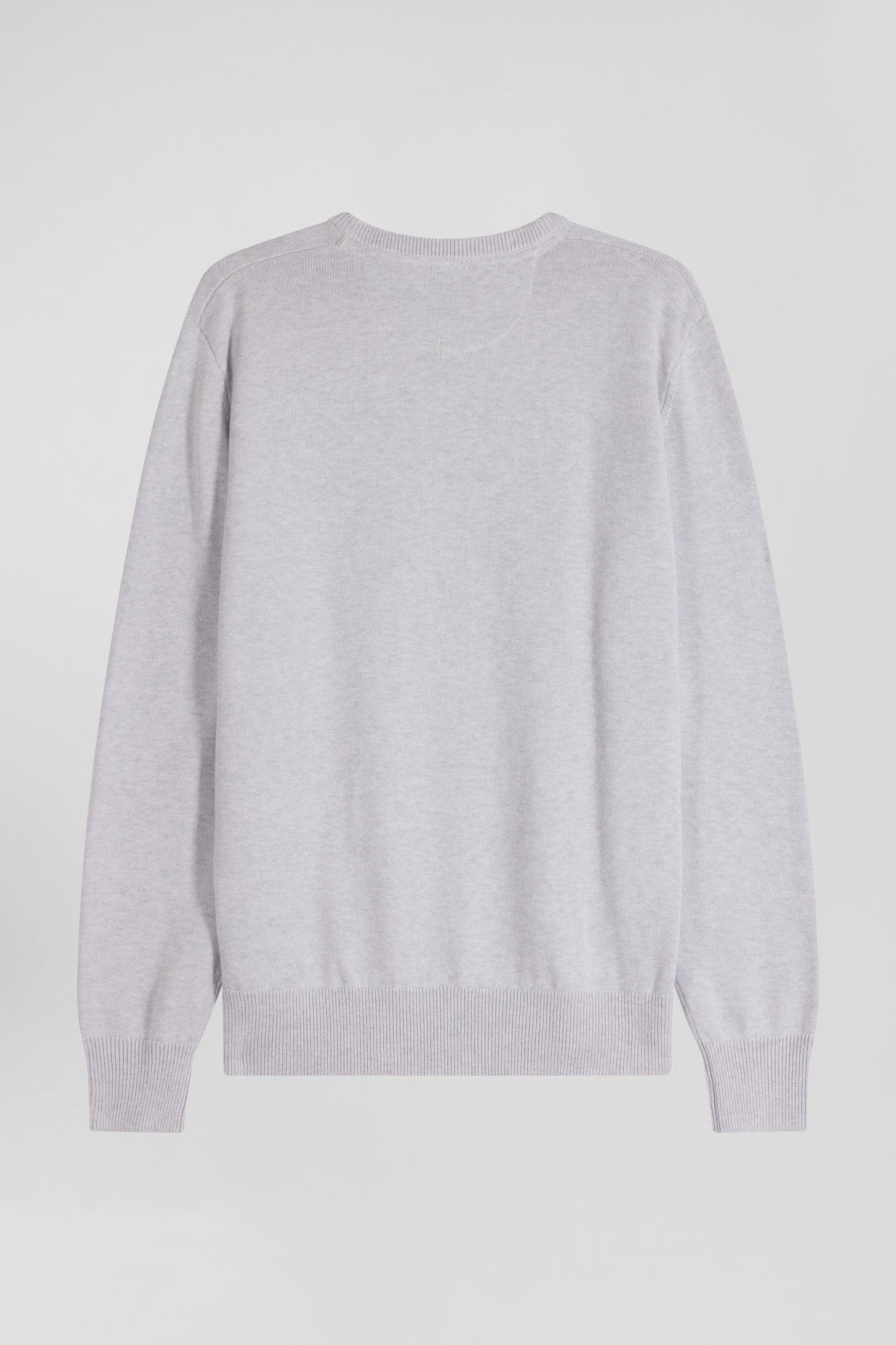 Pull col V en laine et coton gris coupe Regular - Image 5