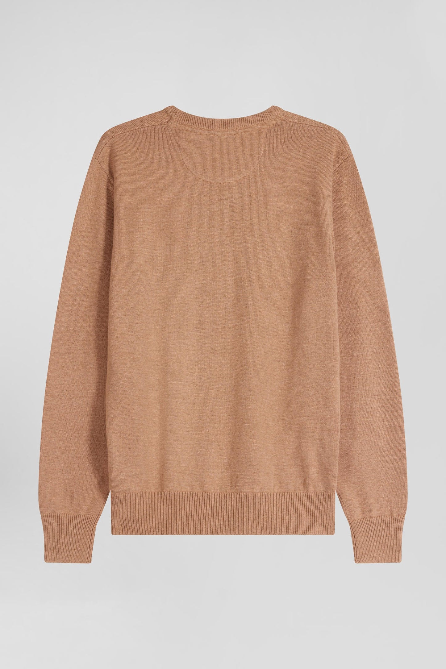 Pull col rond en laine et coton camel coupe Regular - Image 5