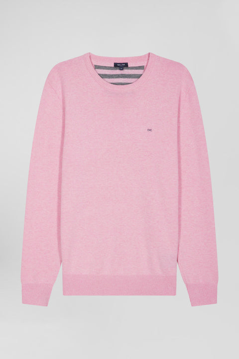 Regular pink wool and cotton crew neck jumper - Image 2