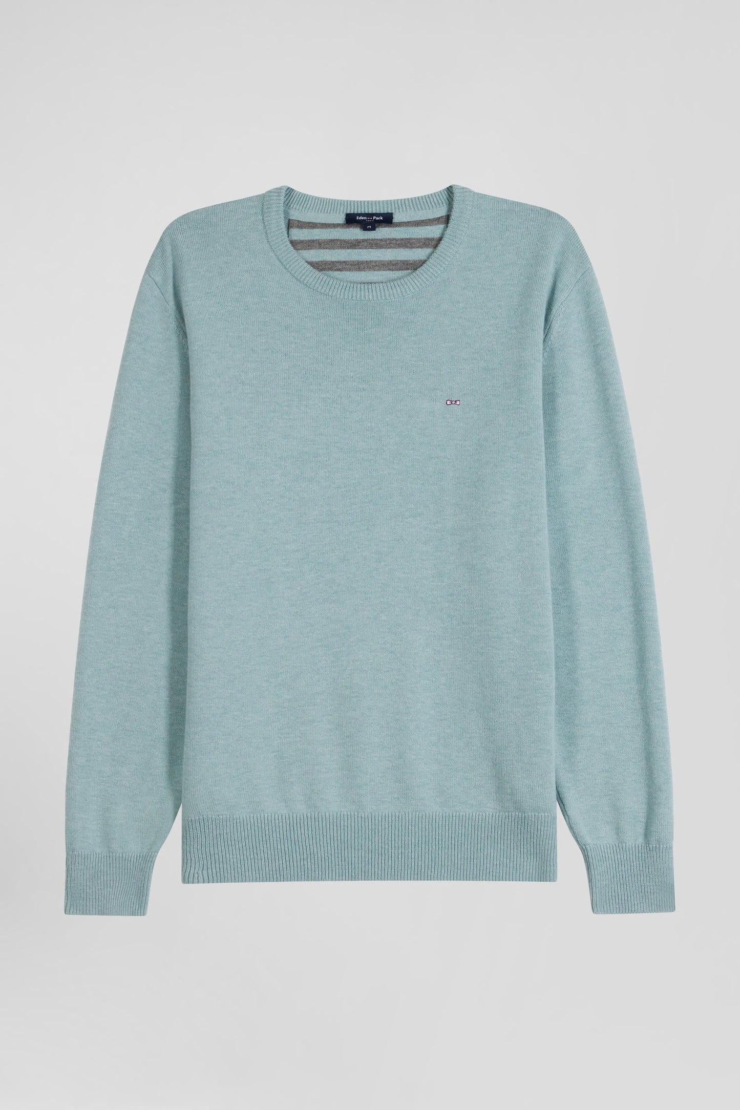 Pull col V en laine et coton vert coupe Regular - Image 2