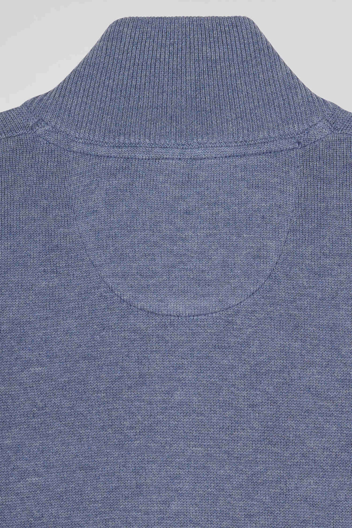 Pull col camionneur zippé en laine et coton bleu clair coupe Regular - Image 10