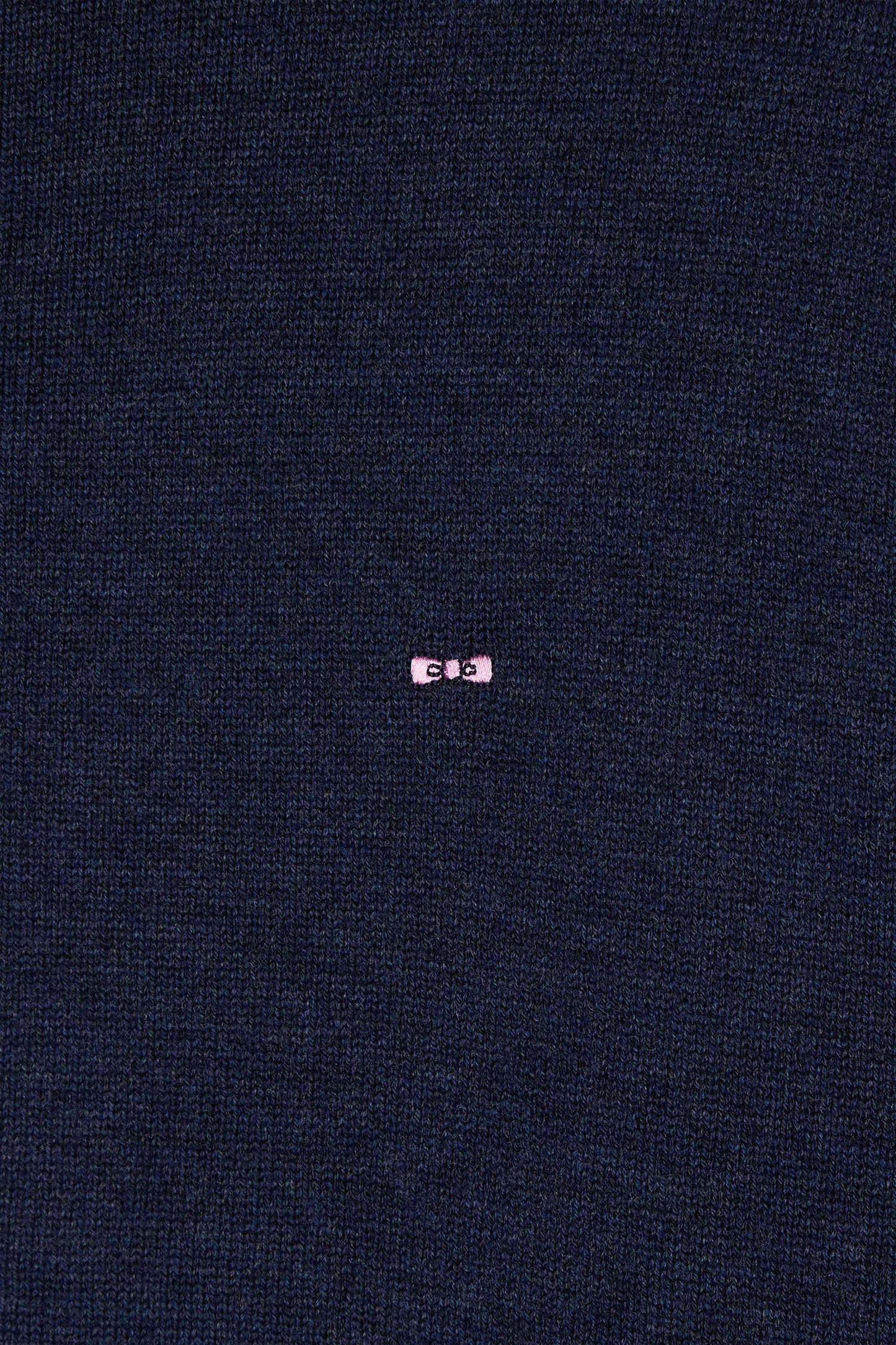 Regular dark blue semi-zipped wool and cotton jumper