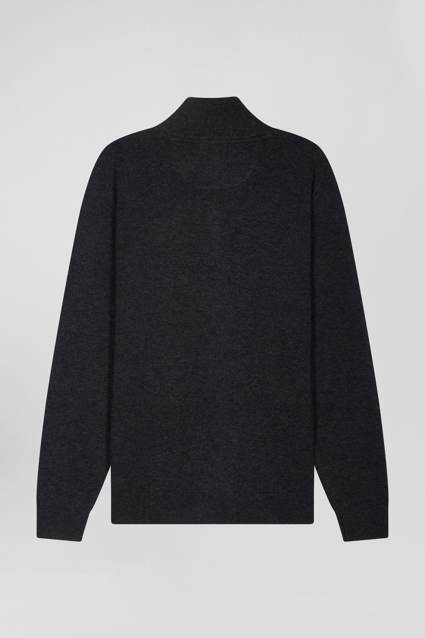 Pull col camionneur zippé en laine et coton gris anthracite coupe Regular