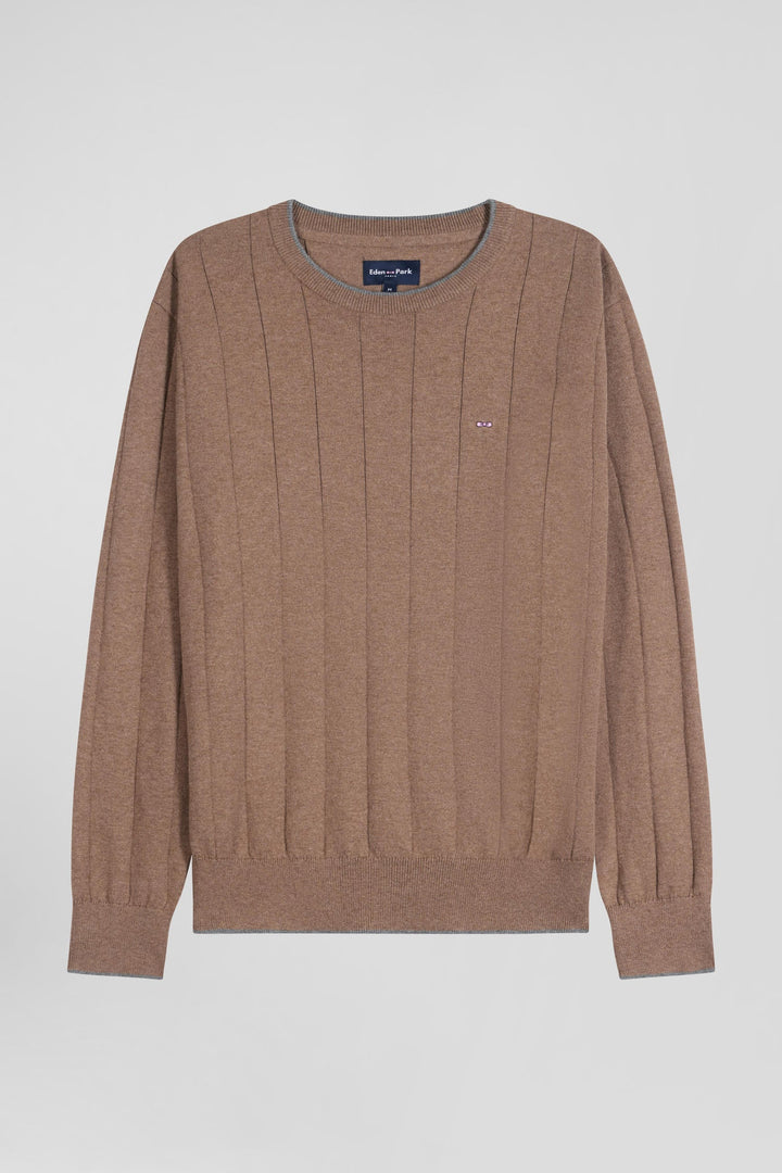 Pull col rond en coton et cachemire marron coupe Regular alt view