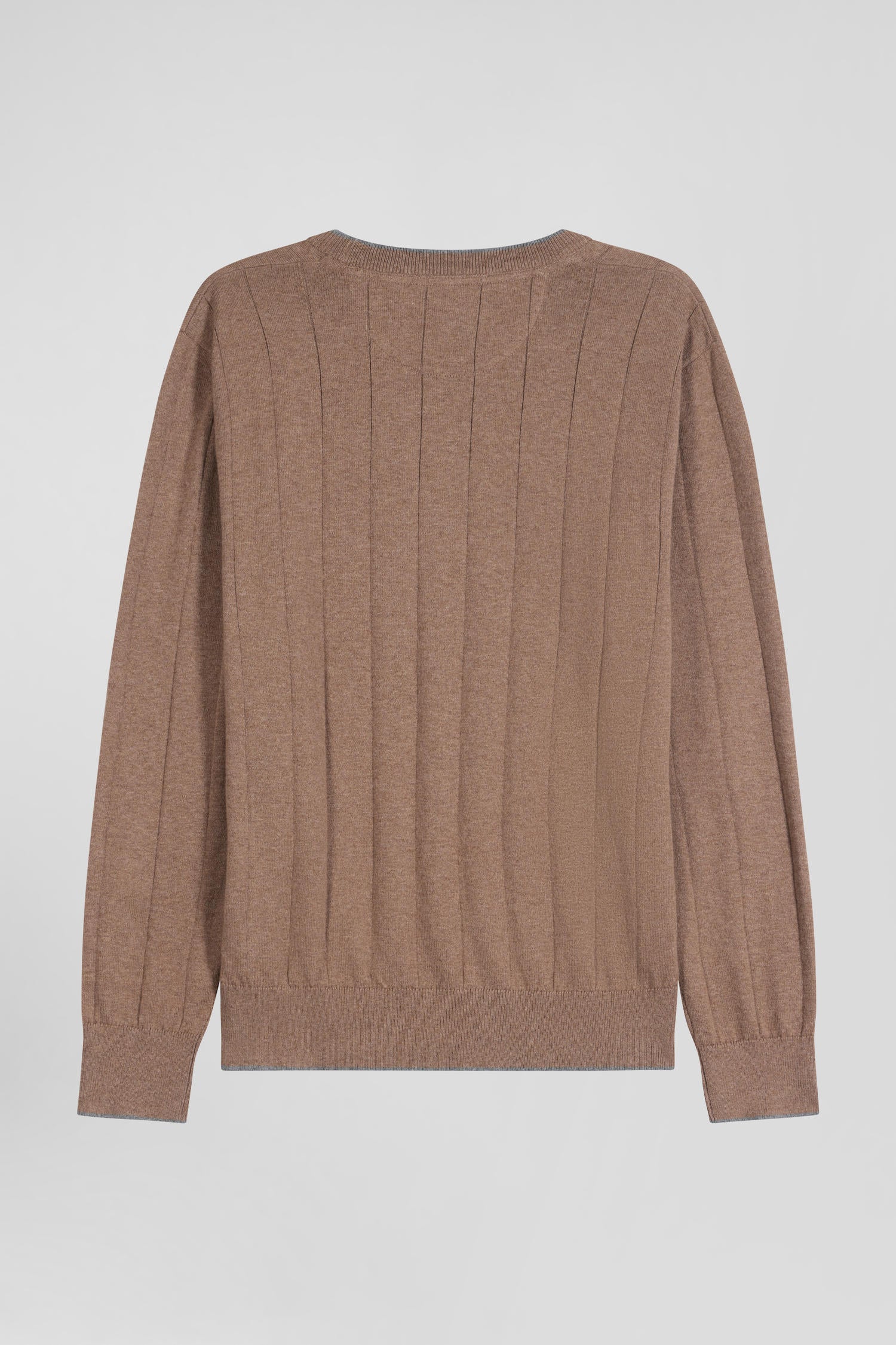 Pull col rond en coton et cachemire marron coupe Regular