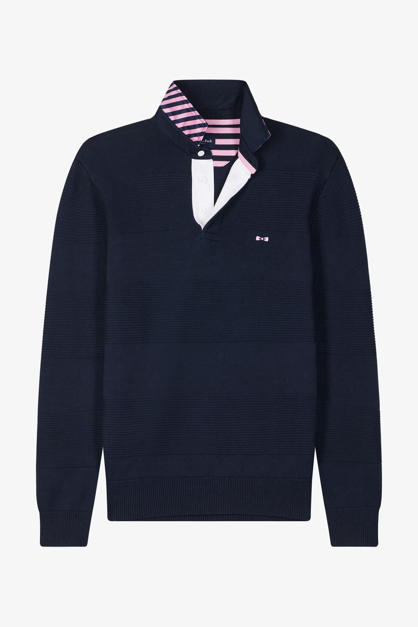 Pull col polo en coton bleu marine coupe Regular - Image 2