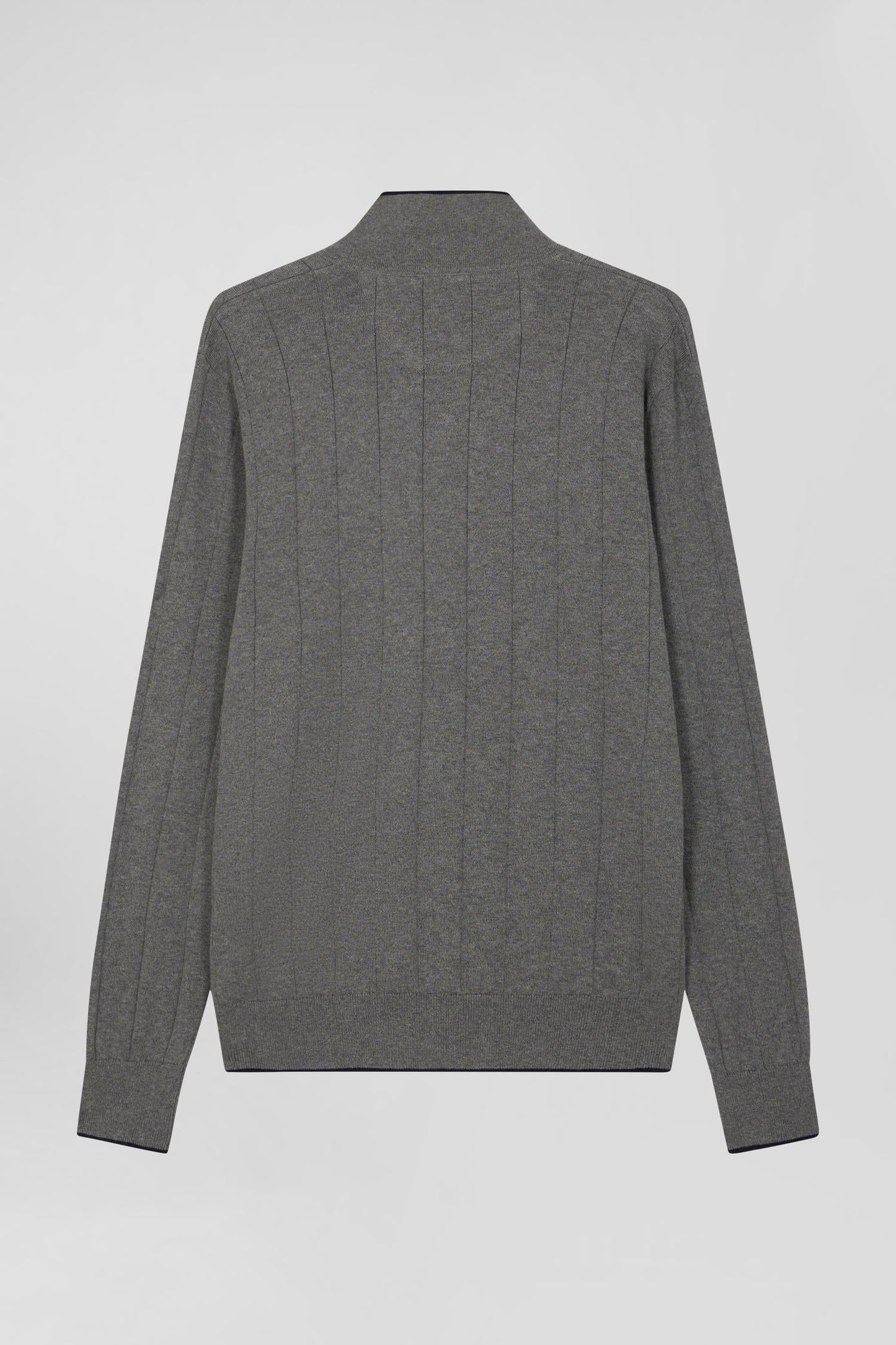 Pull col maillot en coton et cachemire gris coupe Regular - Image 5