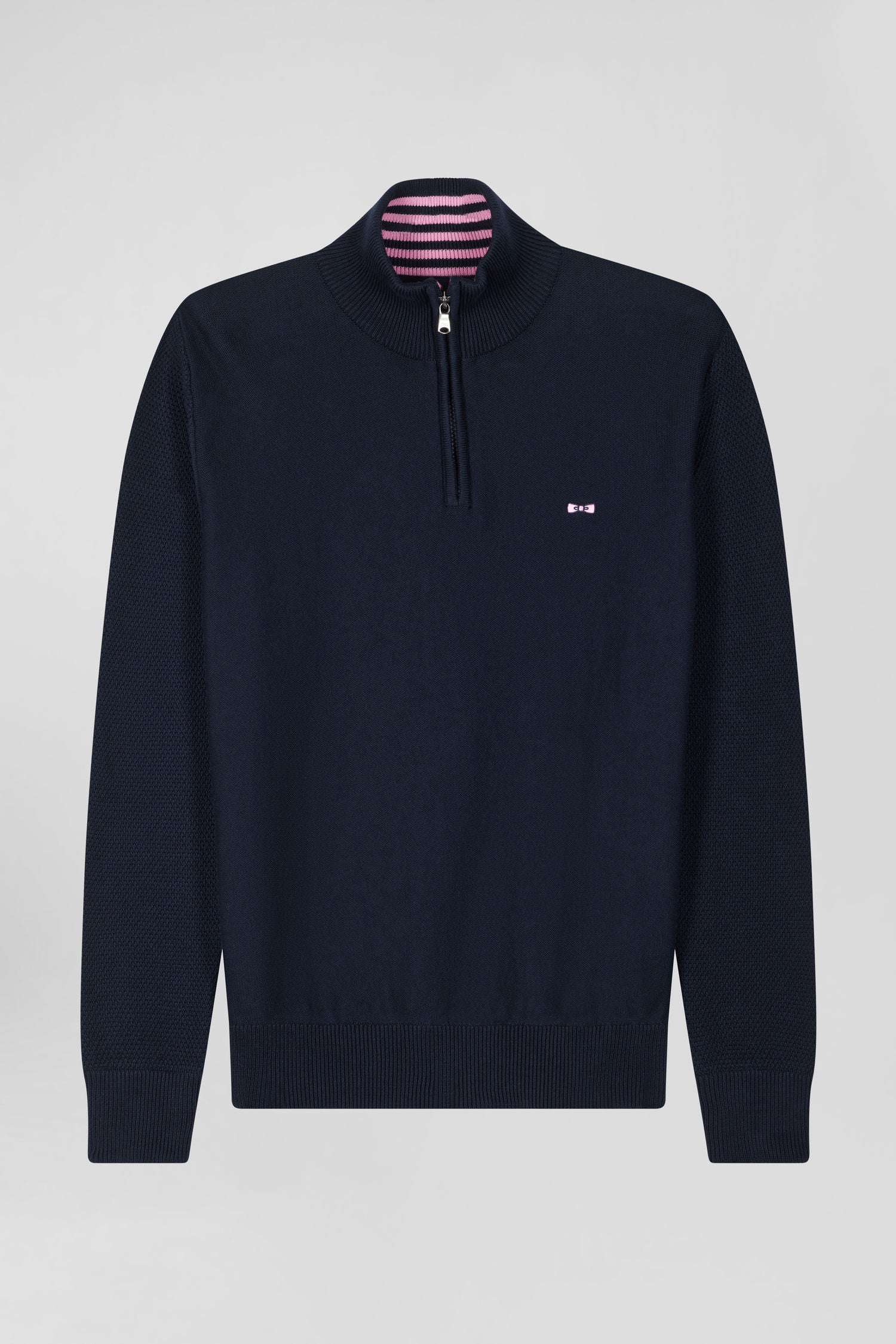 Pull col camionneur en coton bleu marine coupe Regular