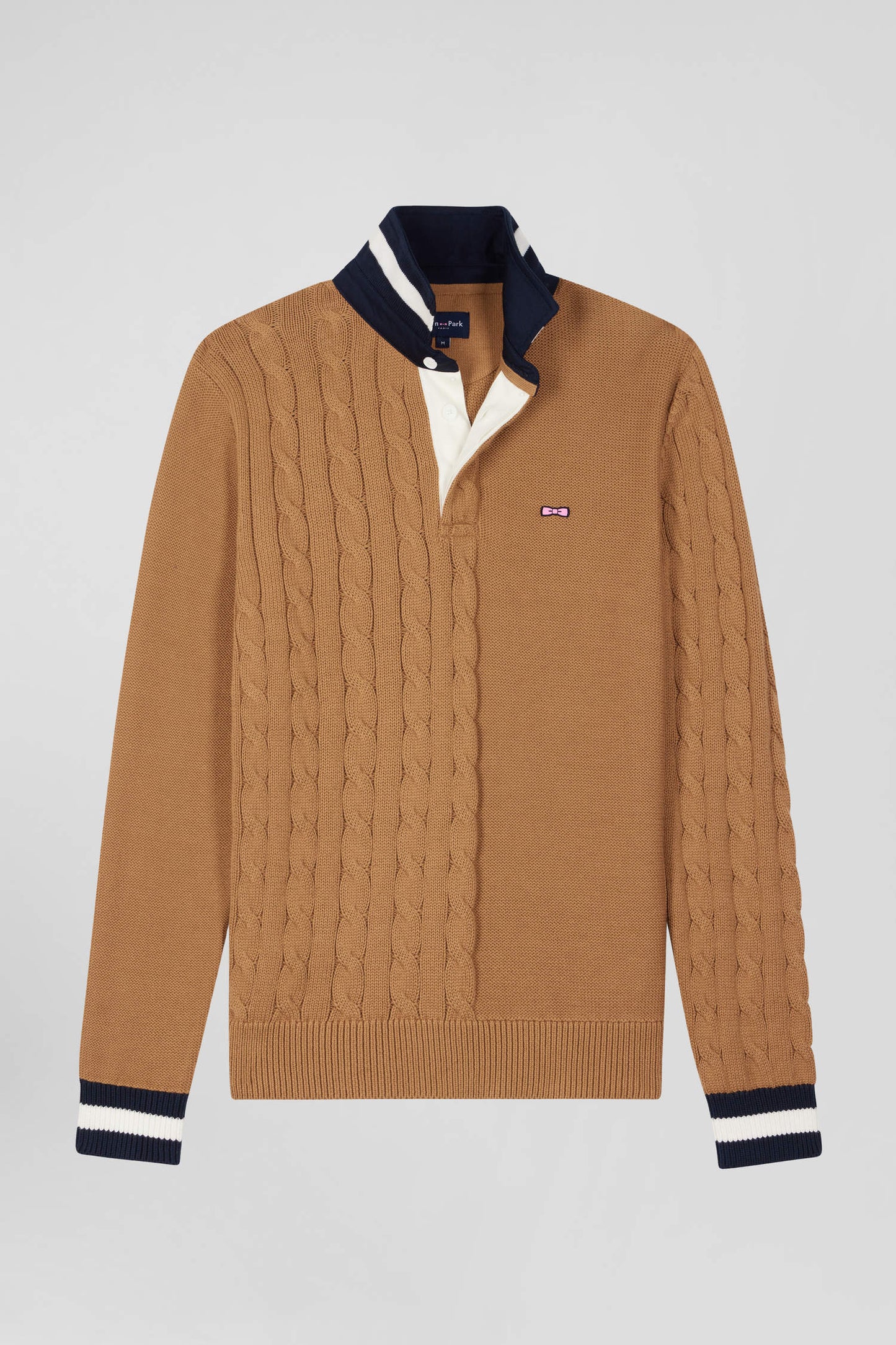 Pull col maillot en coton camel coupe Regular - Image 2