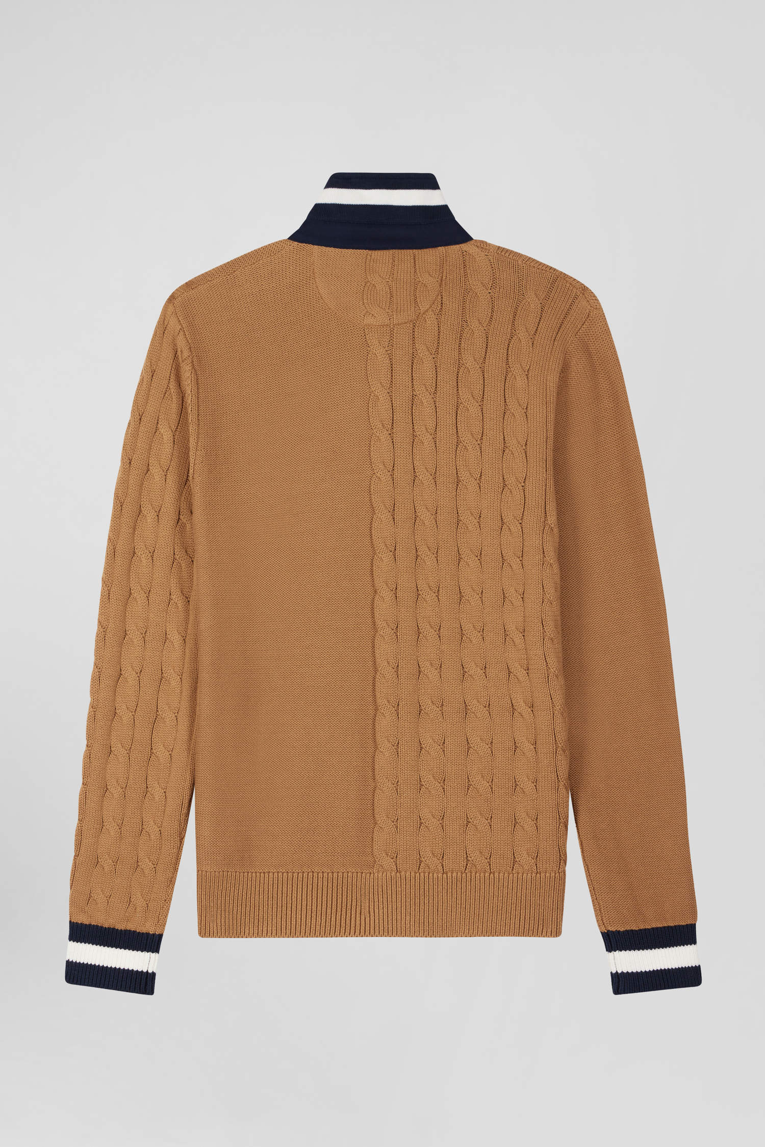 Pull col maillot en coton camel coupe Regular