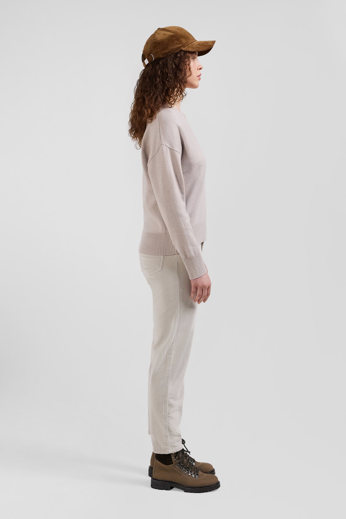 Relax beige wool and cotton V-neck jumper