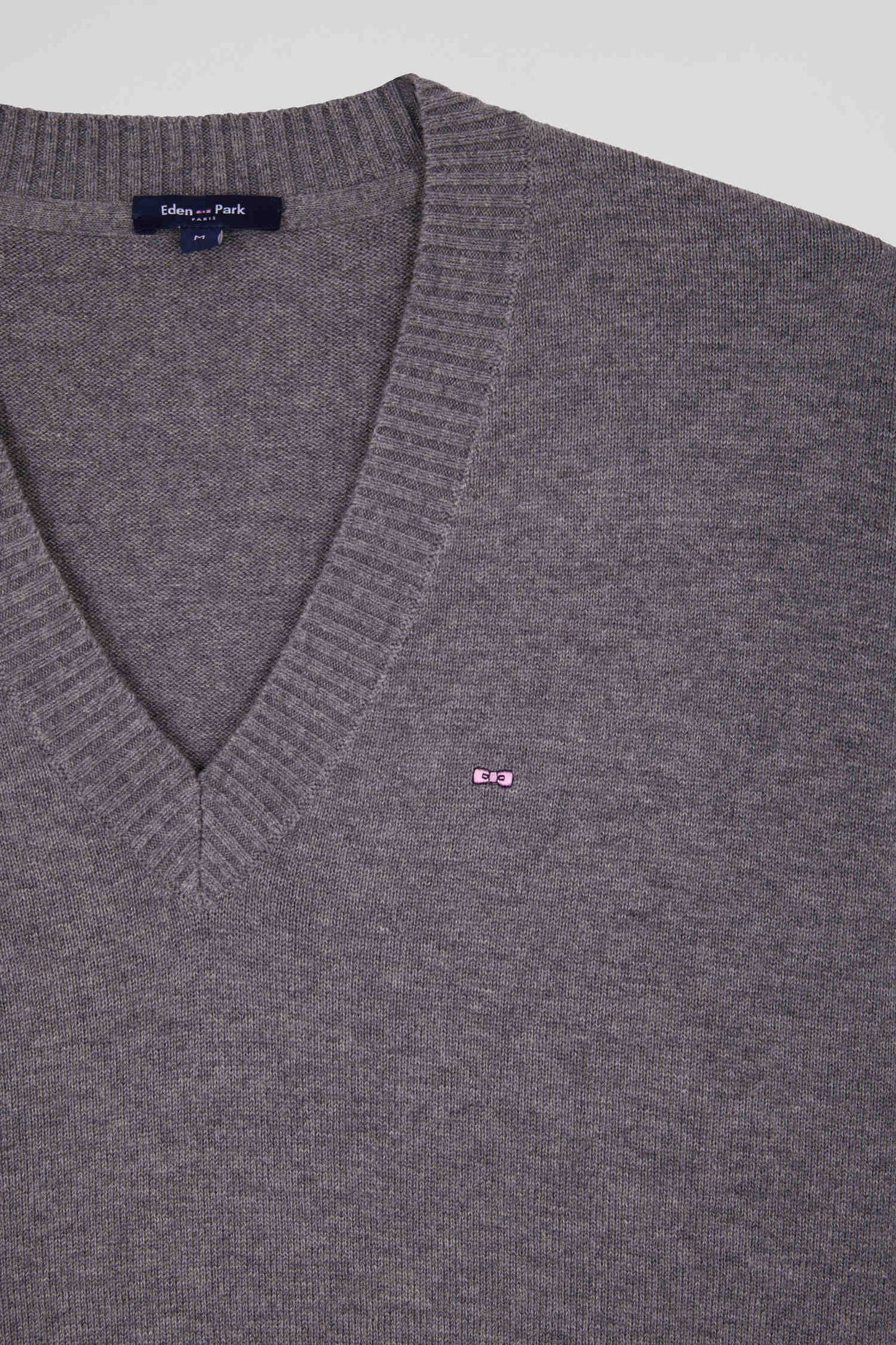 Charcoal grey wool and cotton V-neck Relaxed fit sweater