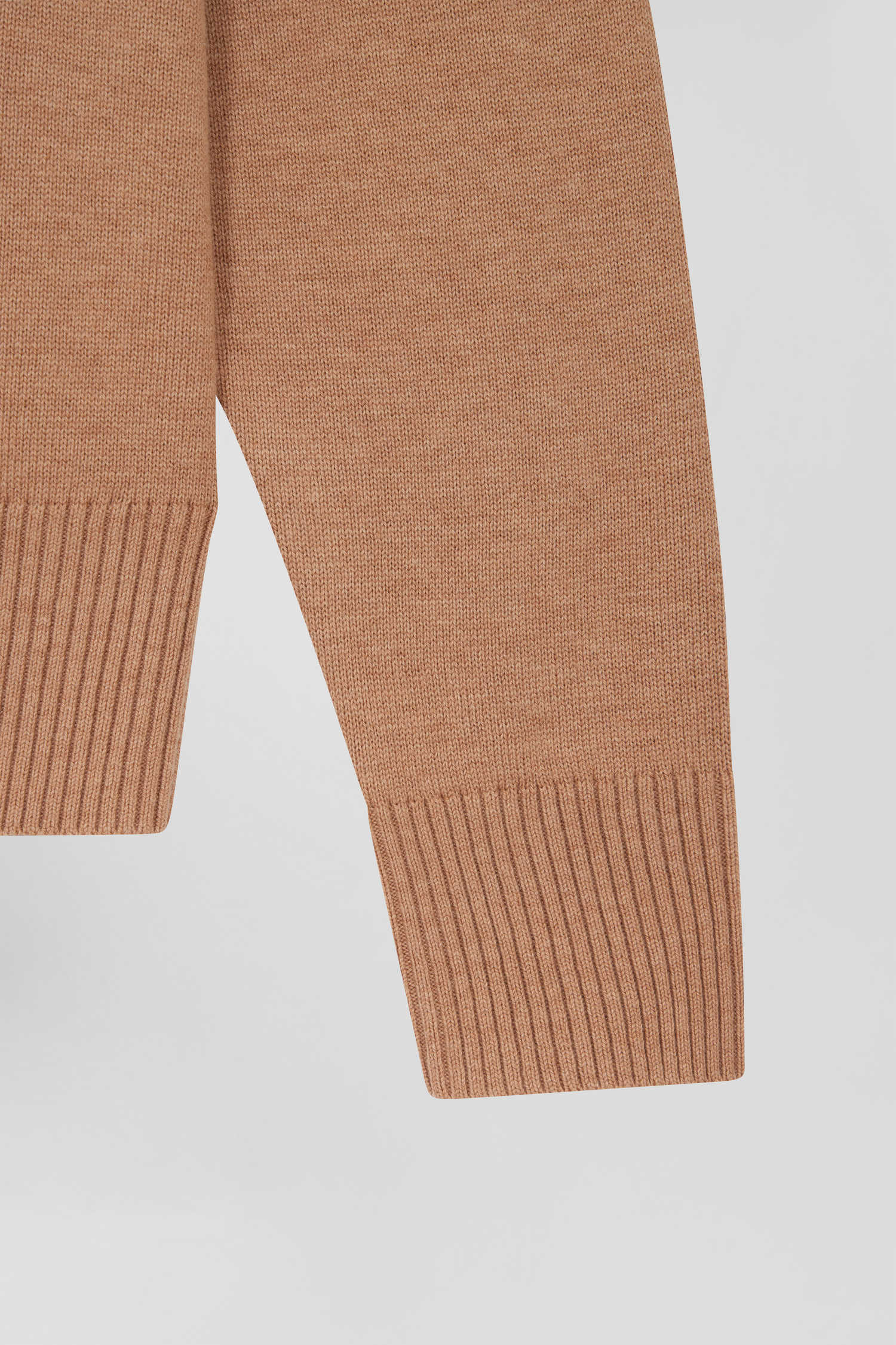 Relax camel wool and cotton V-neck jumper