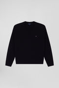 Relax black wool and cotton V-neck jumper