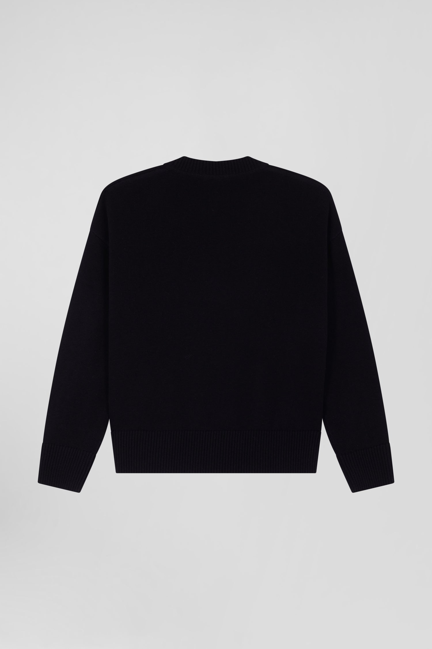 Relax black wool and cotton V-neck jumper