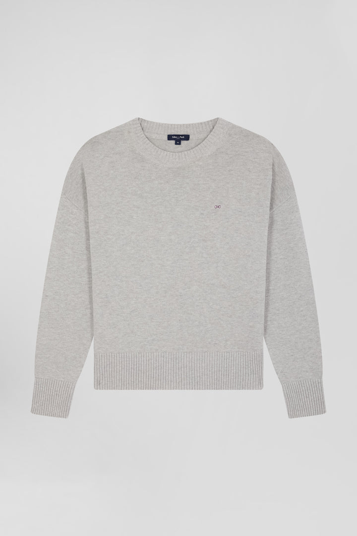 Relax light grey wool and cotton crew neck jumper