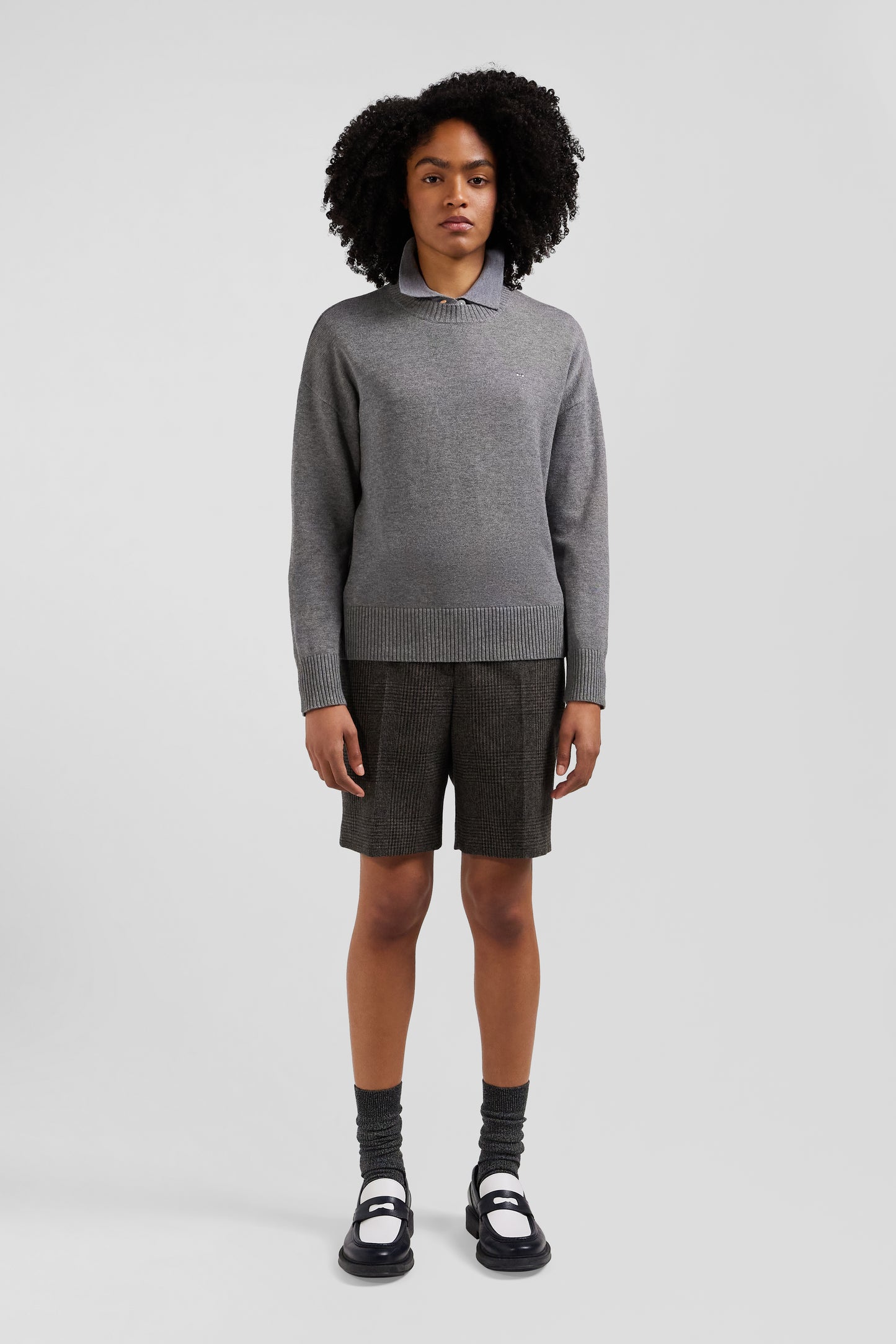 Relax dark grey wool and cotton crew neck jumper