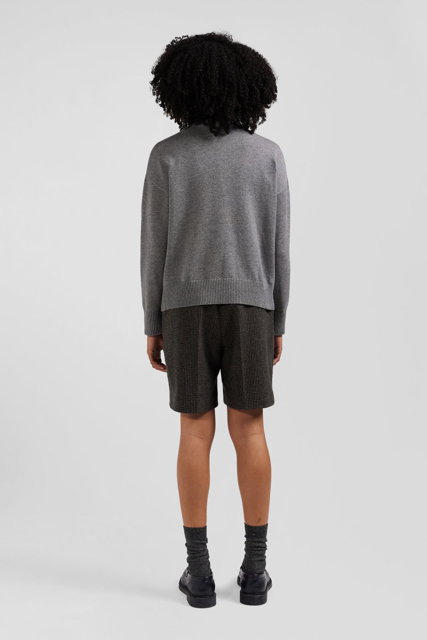 Relax dark grey wool and cotton crew neck jumper