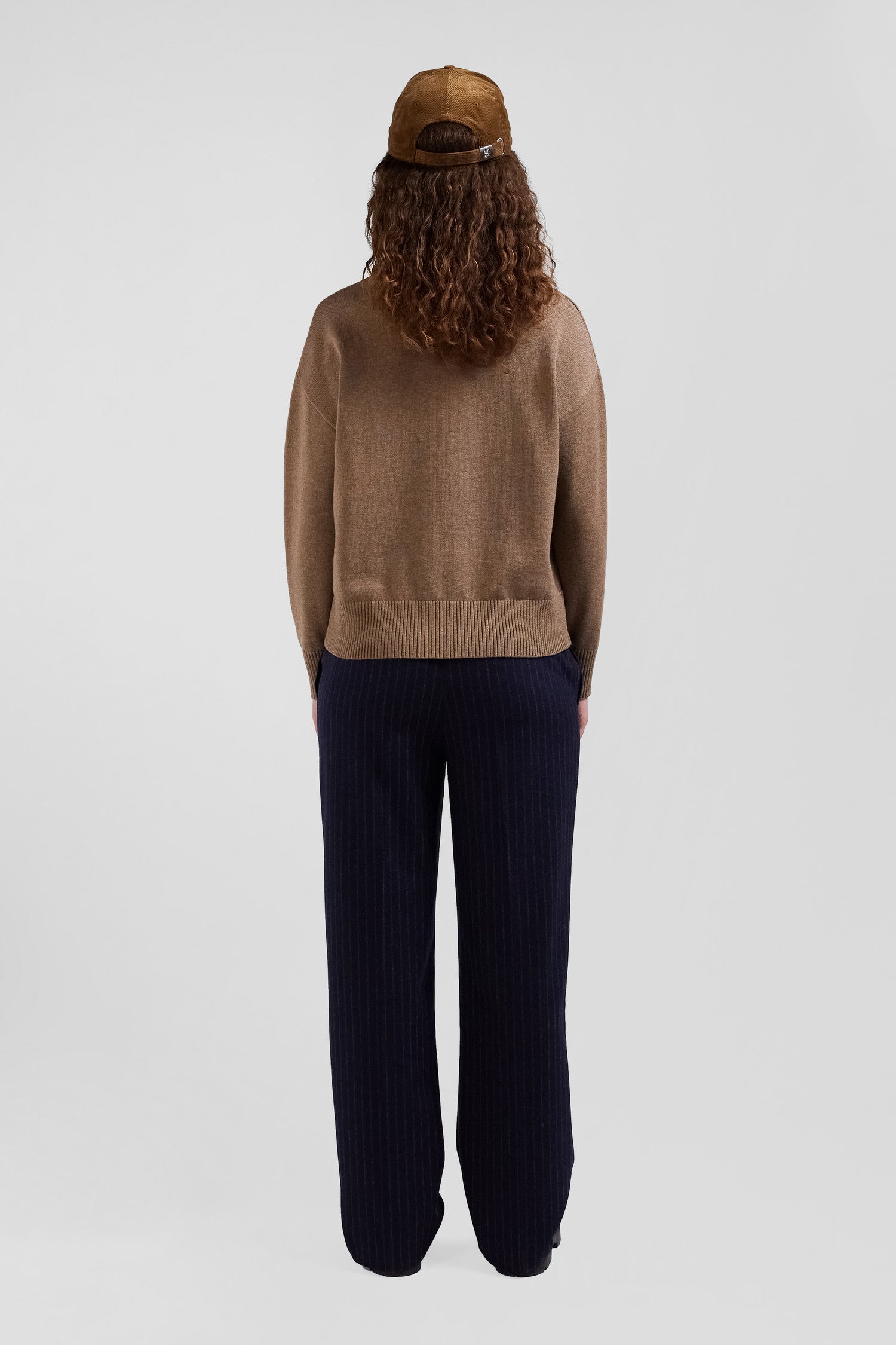 Relax brown wool and cotton crew neck jumper