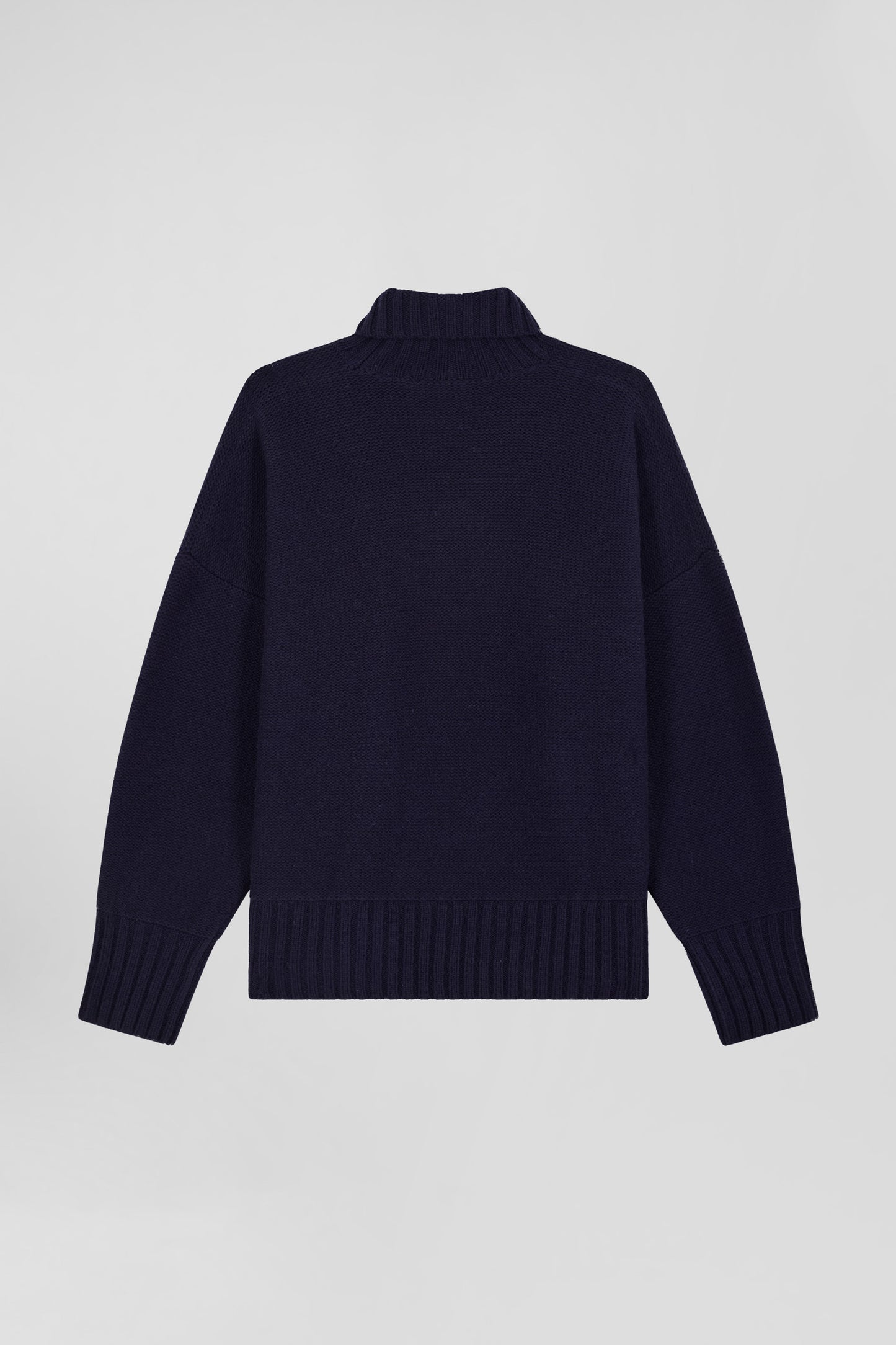 Oversize navy blue wool blend turtleneck jumper