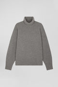 Oversize grey wool blend turtleneck jumper