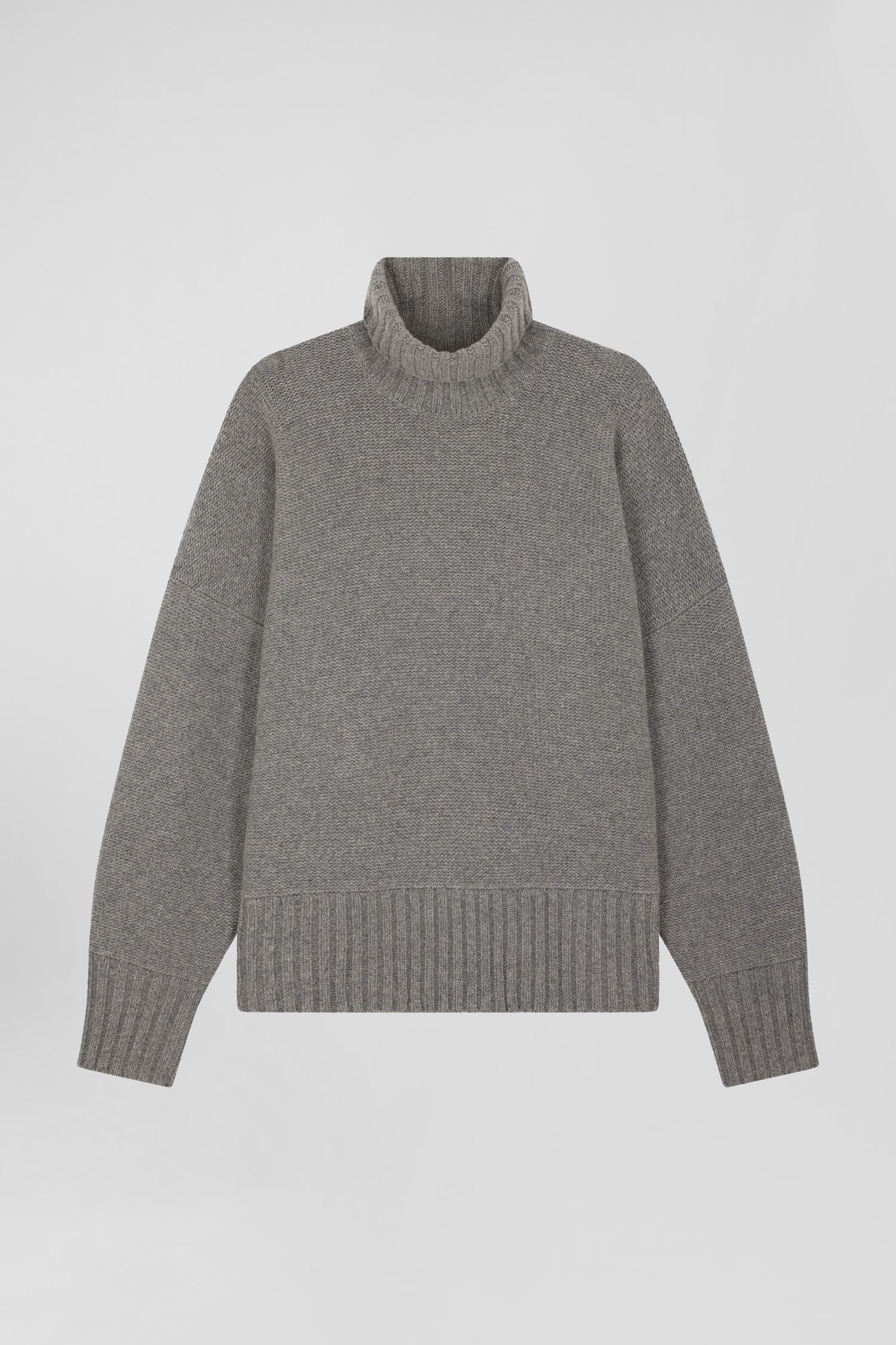 Oversize grey wool blend turtleneck jumper