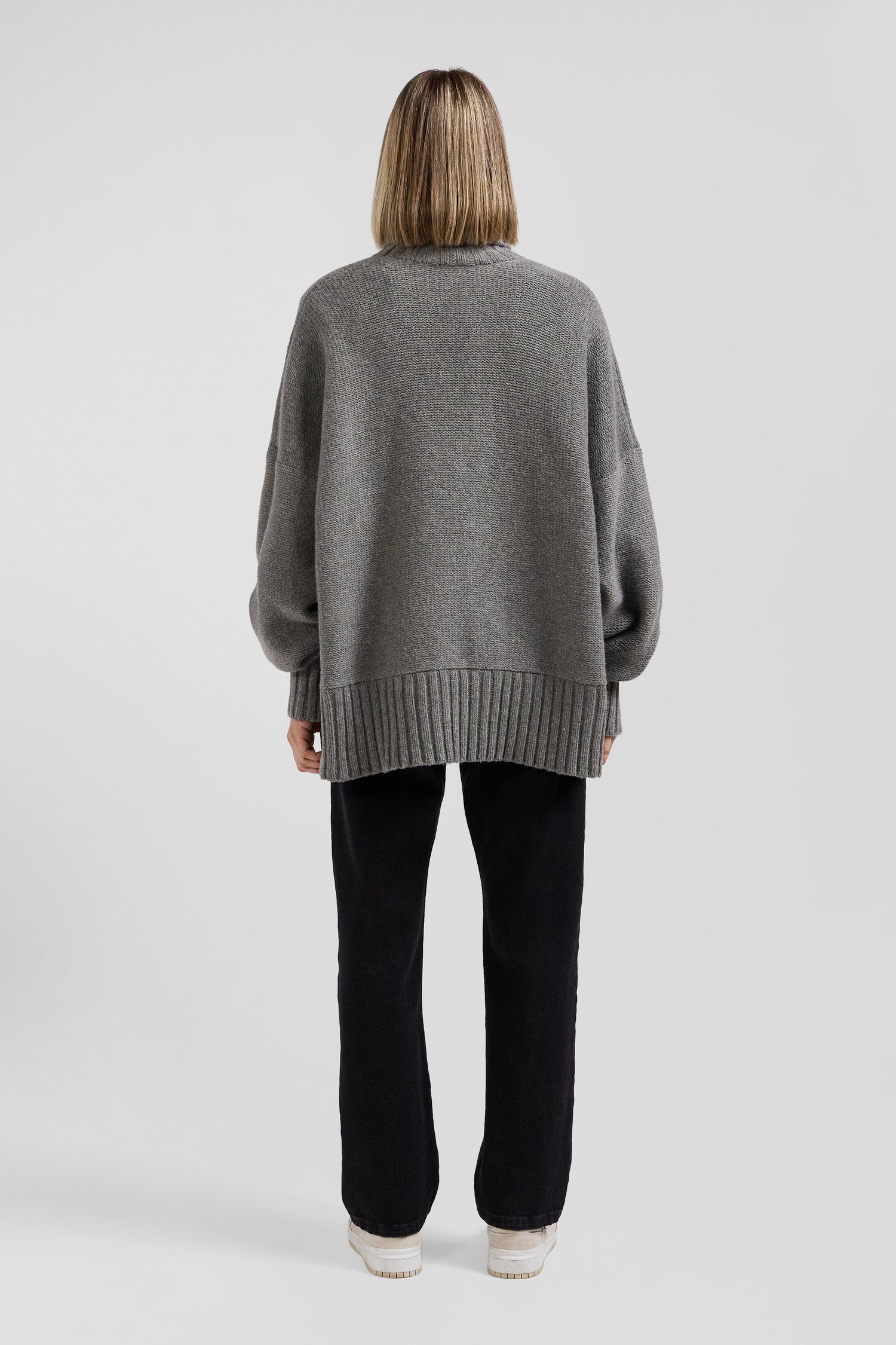 Oversize grey wool blend turtleneck jumper