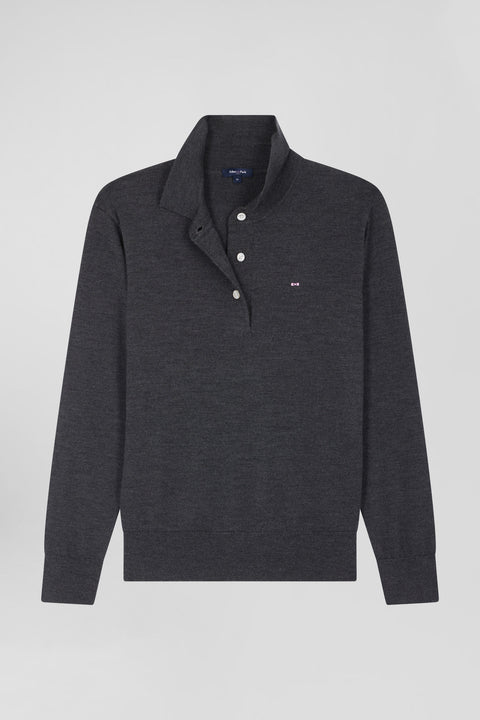 Pull femme col maillot en laine gris anthracite coupe Regular - Image 2