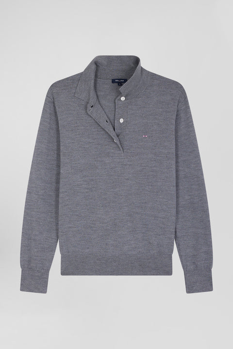 Pull femme col maillot en laine gris chiné coupe Regular - Image 2