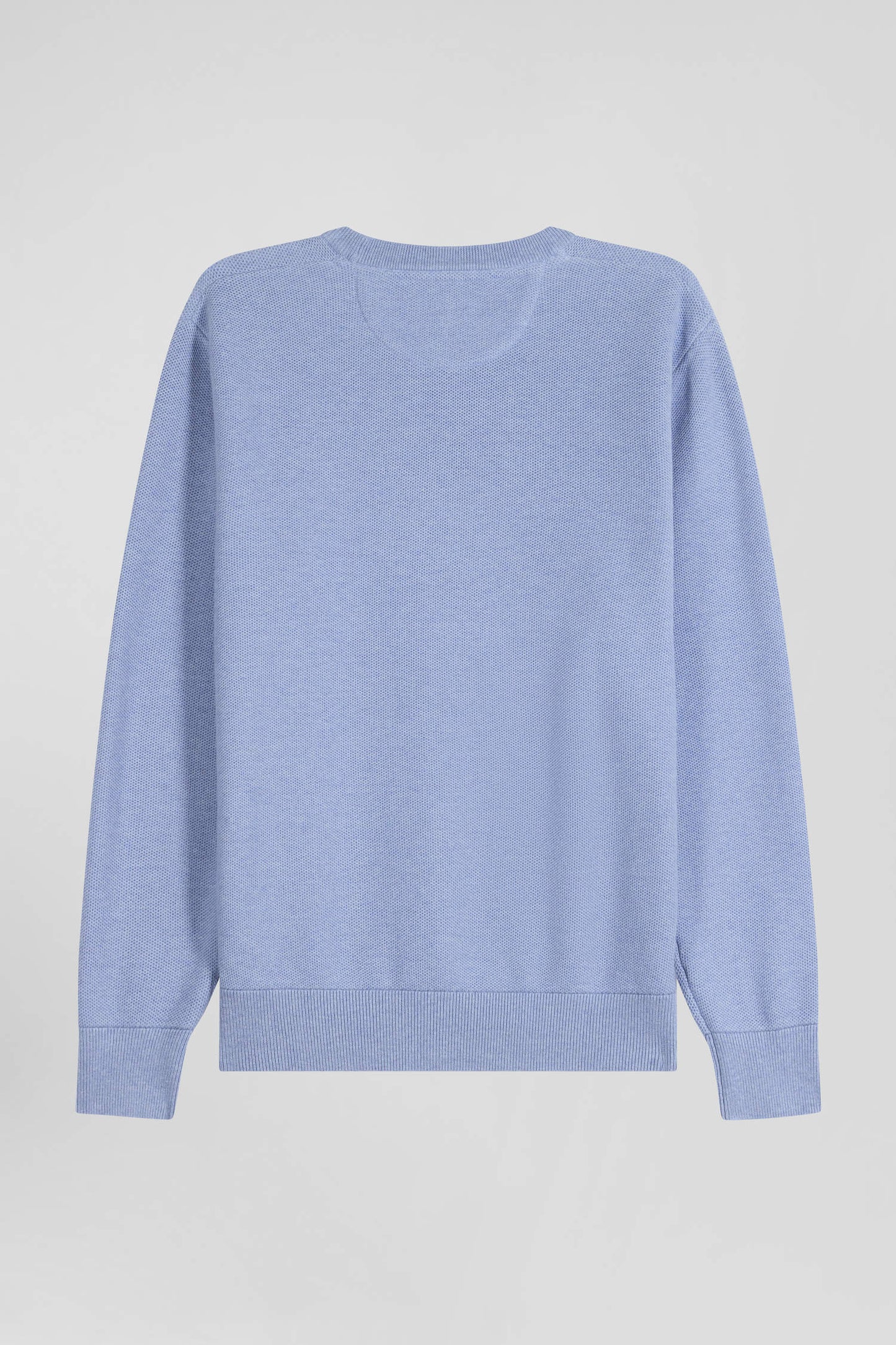 Pull col rond uni en coton ciel coupe Regular - Image 5