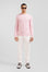 Pull col rond uni en coton rose coupe Regular