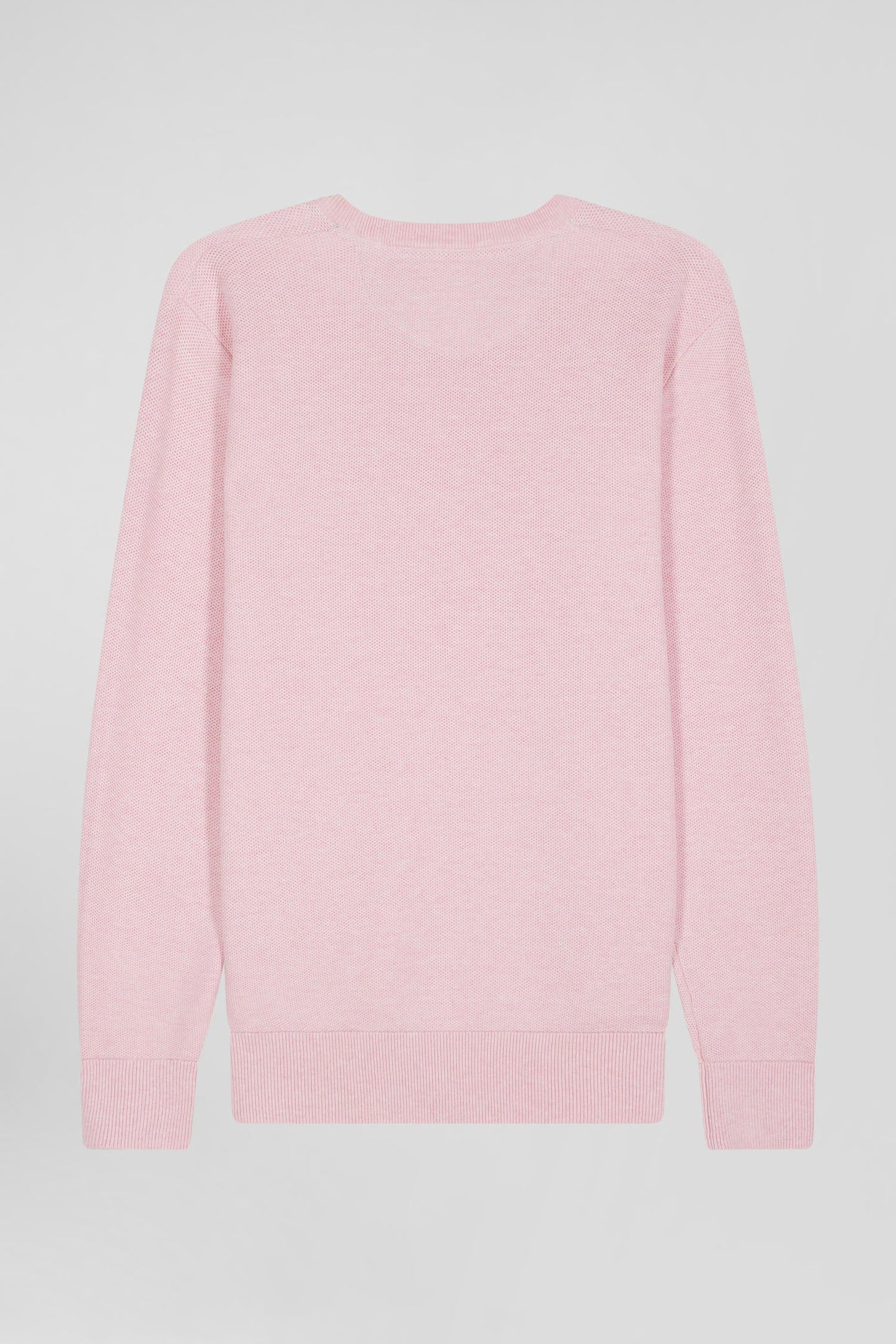 Pull col rond uni en coton rose coupe Regular - Image 5