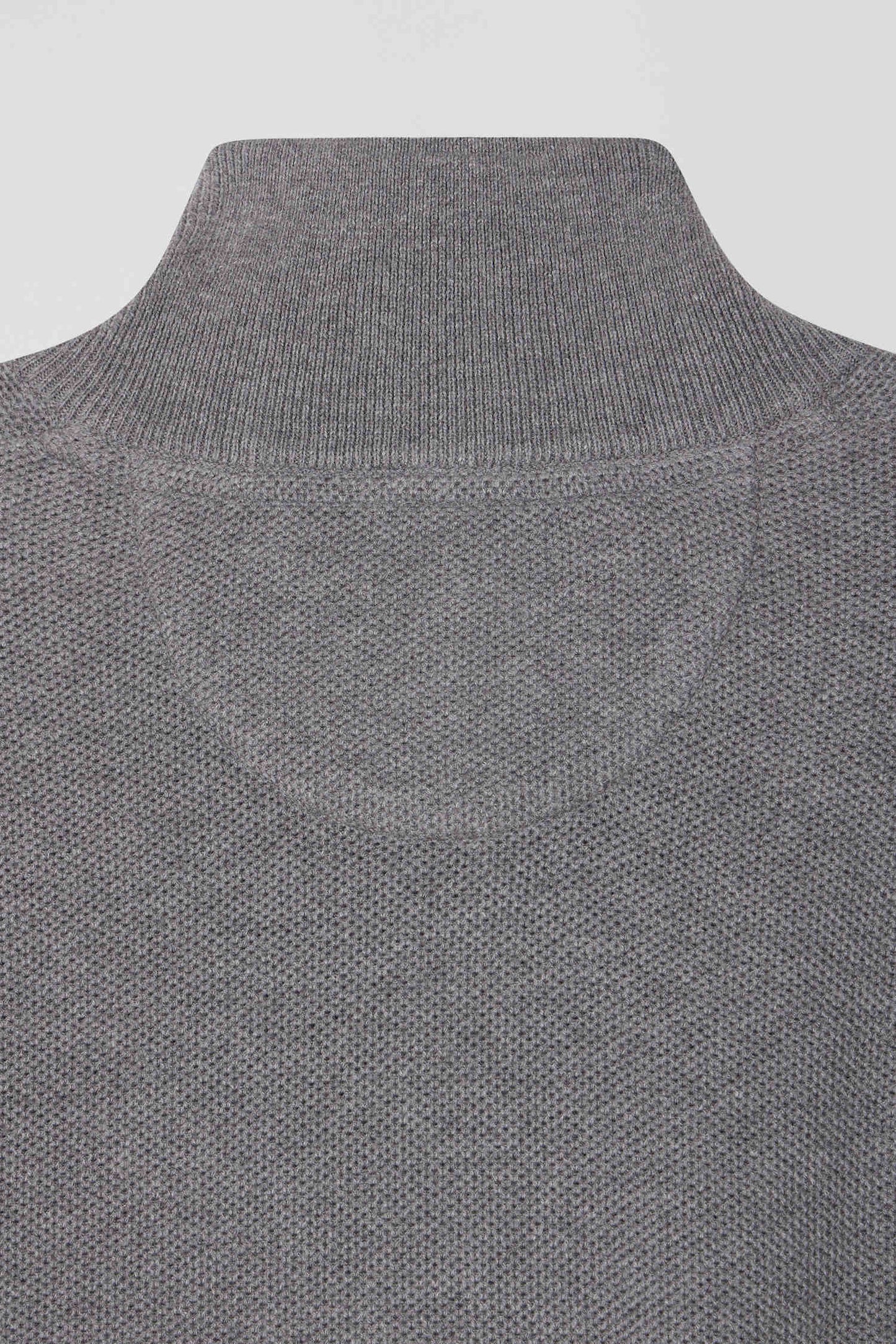 Pull col camionneur zippé uni en coton gris coupe Regular - Image 10