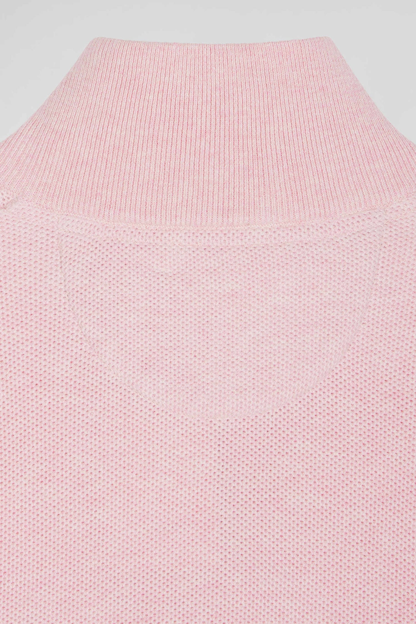 Pull col camionneur zippé uni en coton rose coupe Regular - Image 8