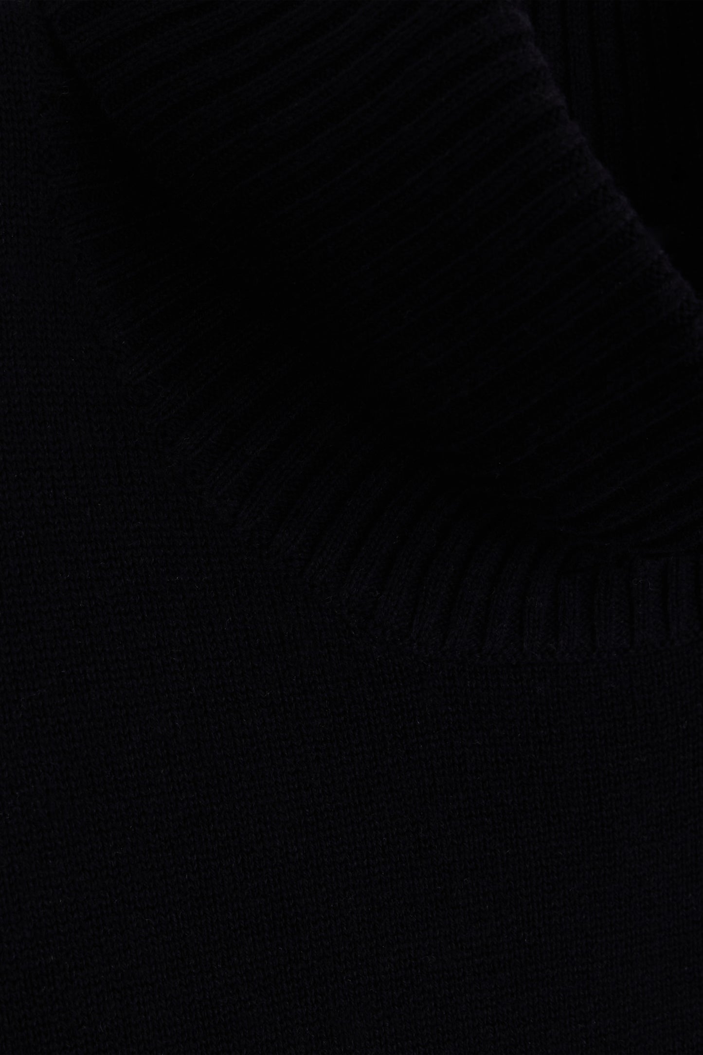 Relaxed black wool and cotton turtleneck dress