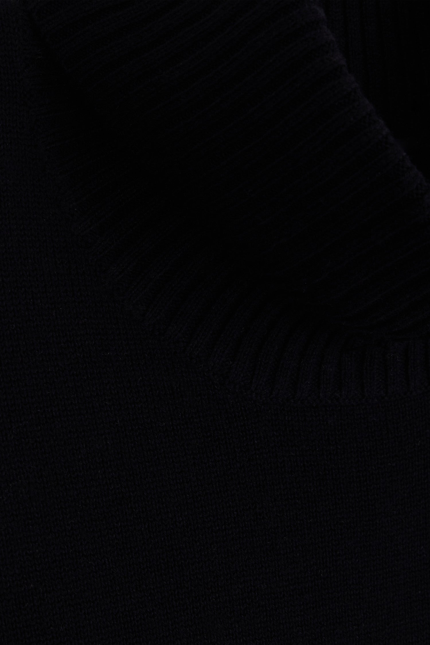 Relaxed black wool and cotton turtleneck dress