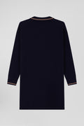 Relaxed navy blue wool and cotton shirt dress