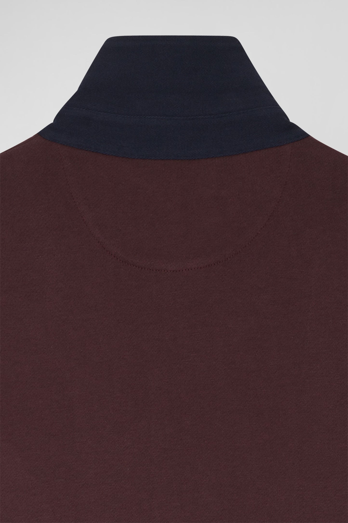 Relaxed burgundy cotton sweatshirt with rugby shirt collar