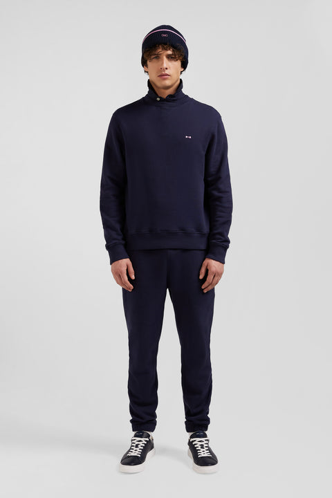 Sweatshirt en molleton coton uni bleu marine coupe Regular - Image 1