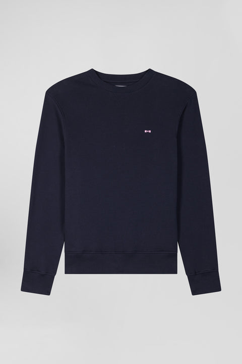 Sweatshirt en molleton coton uni bleu marine coupe Regular - Image 2