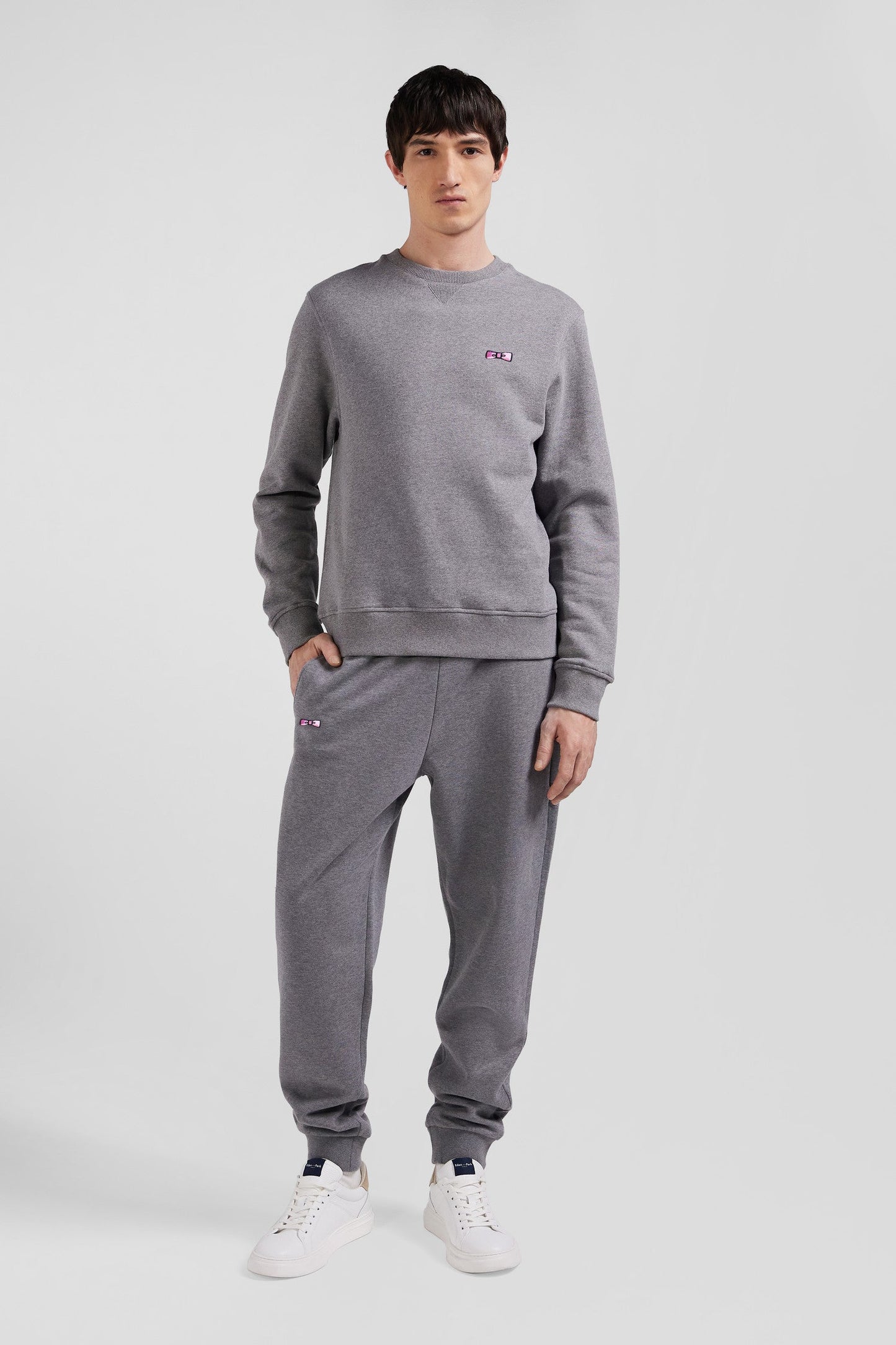 Sweatshirt en molleton coton uni gris coupe Regular - Image 1