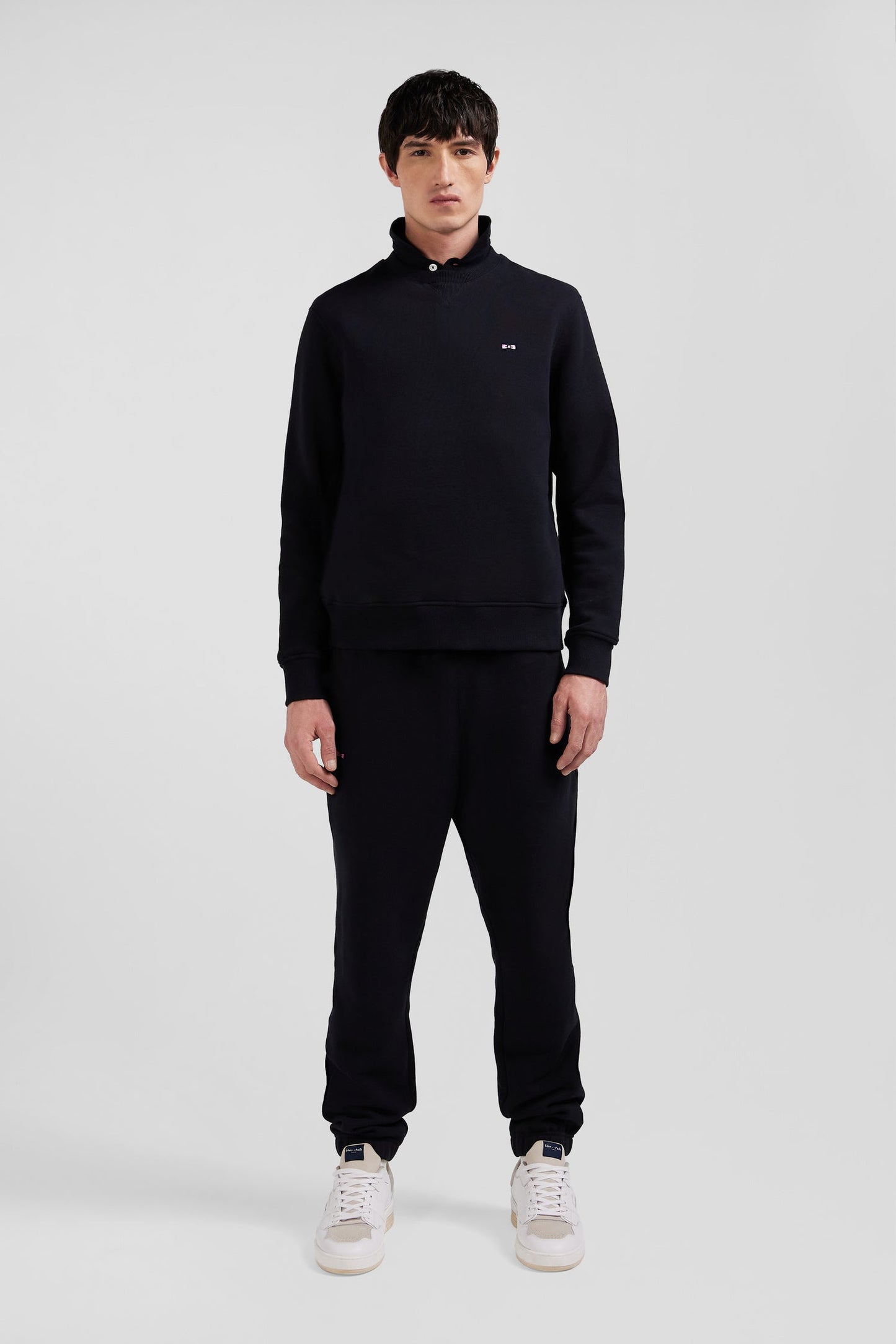 Sweatshirt en molleton coton uni noir coupe Regular - Image 1