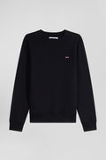 Regular black brushed cotton fleece sweatshirt