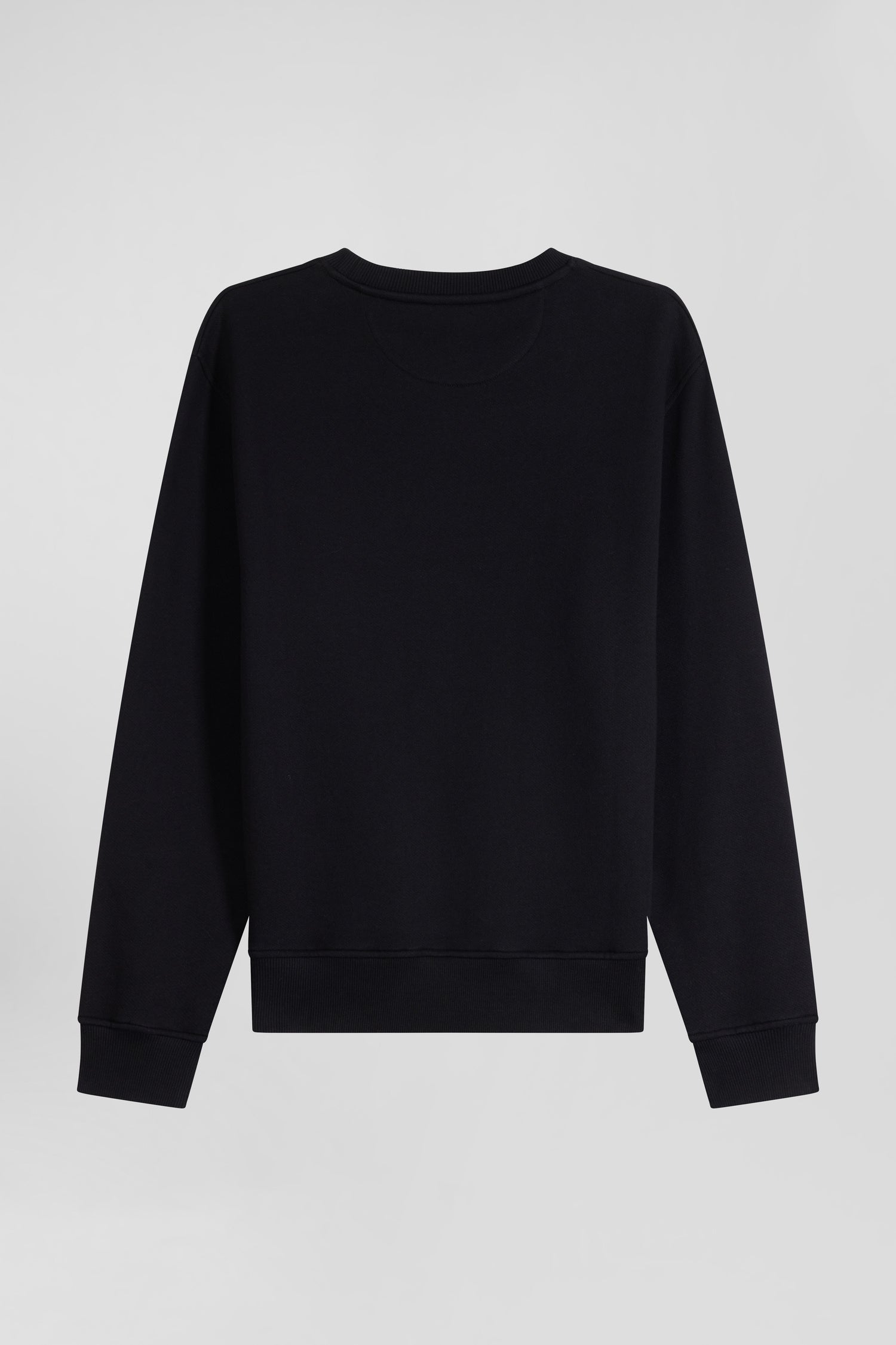 Sweatshirt en molleton coton uni noir coupe Regular