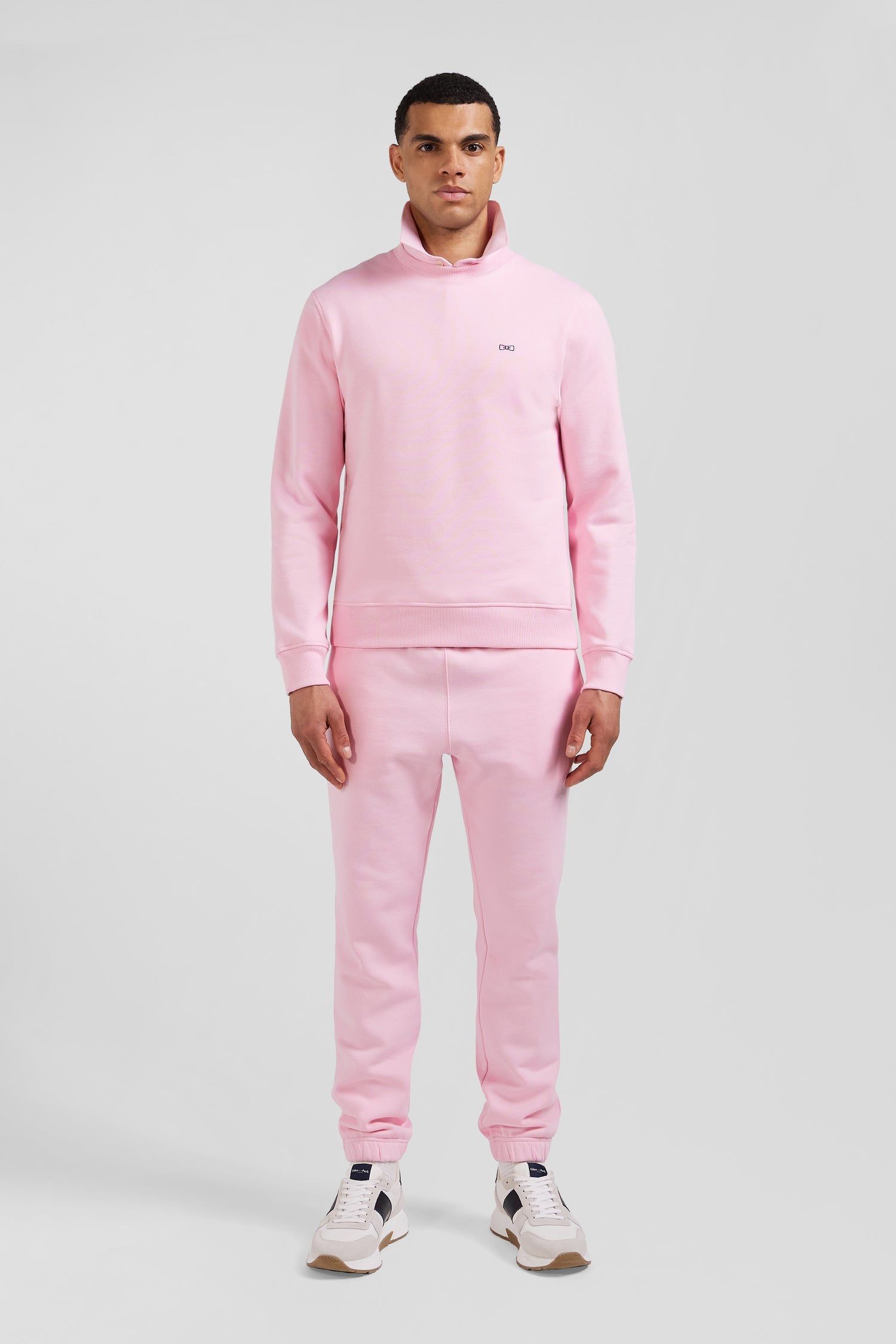 Sweatshirt en molleton coton uni rose coupe Regular