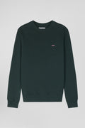 Regular green brushed cotton fleece sweatshirt