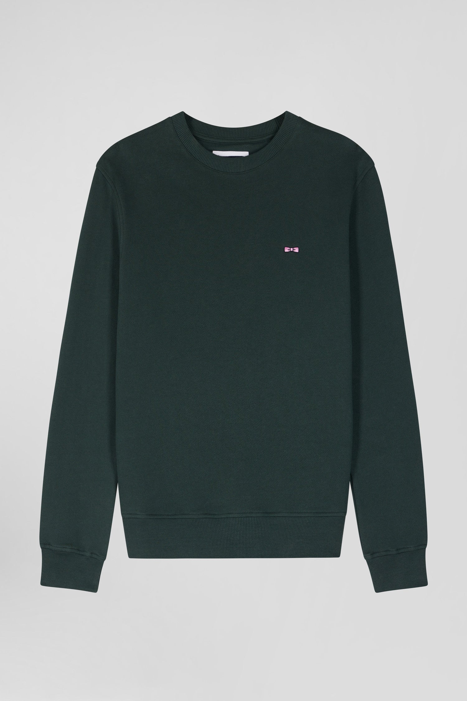 Sweatshirt en molleton coton uni vert coupe Regular