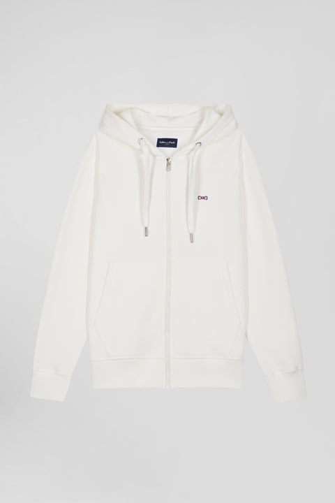 Sweatshirt zippé à capuche en molleton coton écru coupe Regular - Image 2