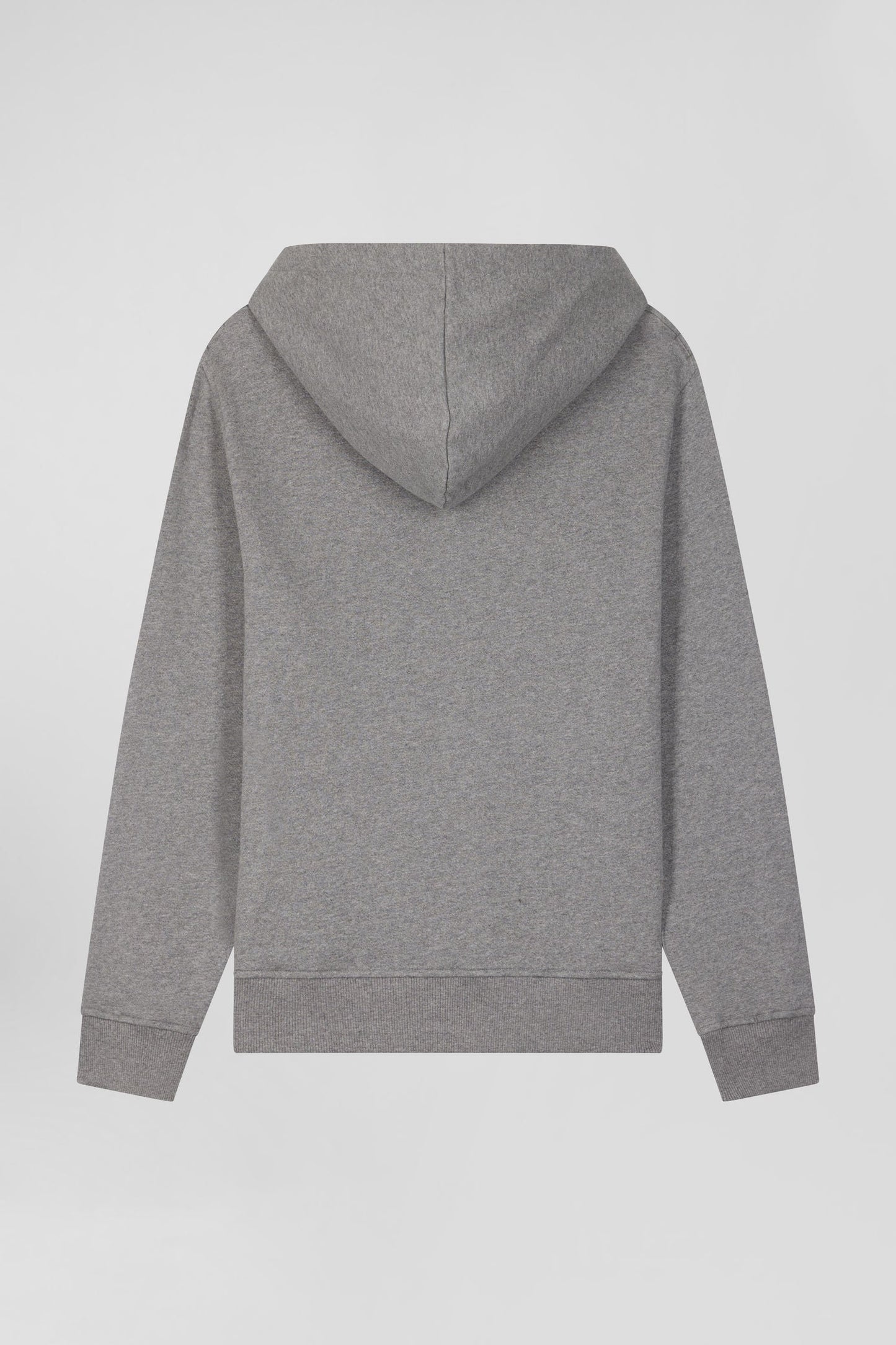 Sweatshirt zippé à capuche en molleton coton gris coupe Regular - Image 5